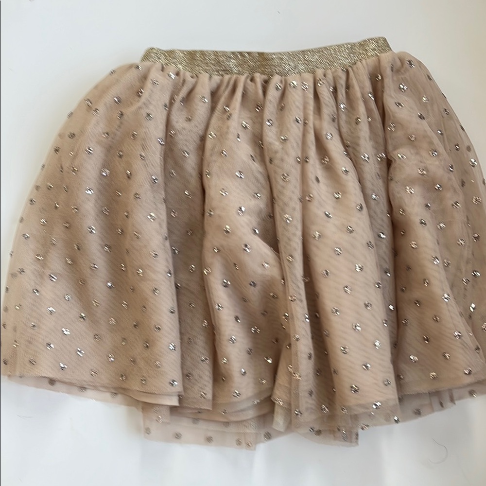 Elegant Beige Tulle Skirt with Glitter Accents